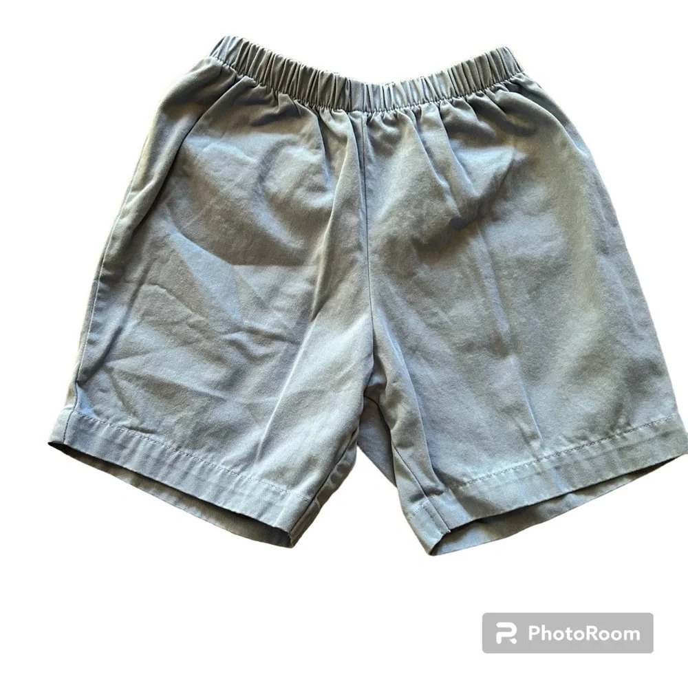 Bella Bliss Boys Size 7 Blue Twill Play Shorts Pull On Back Pockets 100% Cotton